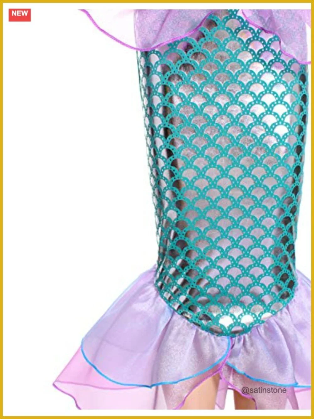 Little Mermaid Costume Set Girls Princess Dress Crown Wand Gloves Halloween